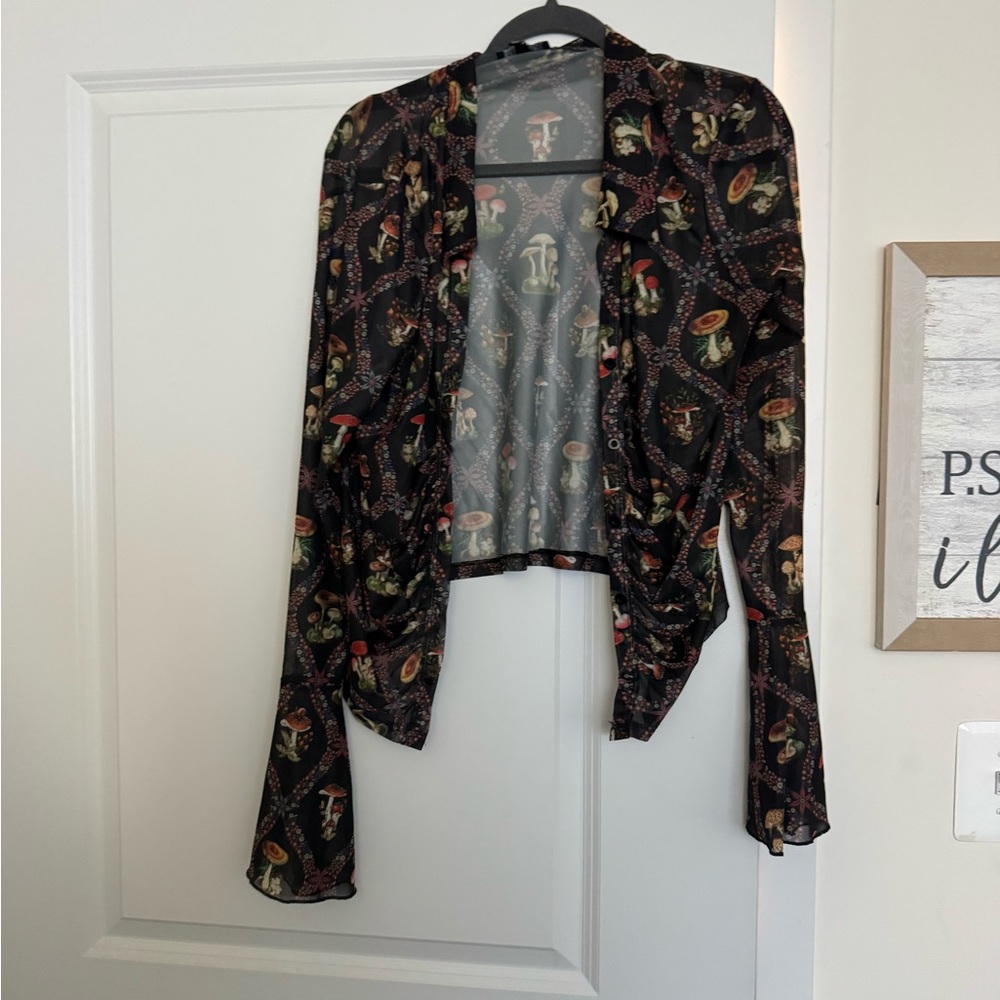 Floral Sheer Black Blouse